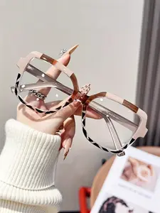 Women's Elegant Square Frame Glasses, Fashion Color Block Design with Tortoiseshell Accents, Lightweight Plastic Frames, Transparent Lenses, Trendy Frames, Fashion Eyeglasses