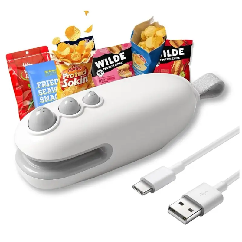 2 in 1 mini snack bag sealer, USB C portable mini bag sealer, Hand held heat sealing machine, rechargeable mini portable sealing machine for snacks