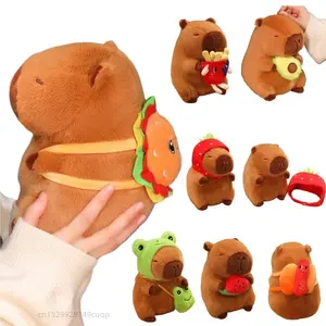 22cm Fun Cute Food Transform Capybara Plush Doll Fruit Strawberry Avocado Hot Dog Lobster Turtle Capybara Plush Toy Home Decor