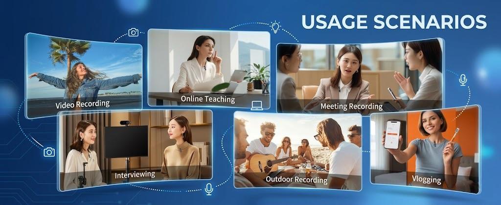 HITOZON Professional Wireless Lavalier microphone for iPhone,Android phone,Wireless Microphone Plug-Play,Lapel Mic for Video Recording,Teaching, interviews,Podcast,Cordless Omnidirectional Condenser Recording Mic for TikTok,YouTube,Vlog