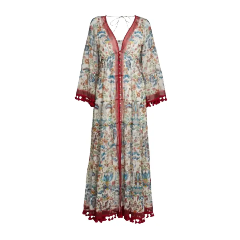 Alice + Olivia Alexandria Boho Maxi Dress Size 2 XS/S Flowing Tiered Silhouette Soft Floral Pattern Tassel Trim V-Neck Long Sleeve Center Button Detail Open Back Lightweight Kaftan-Inspired Full-Length Dress - TikTok Alice + Olivia Alexandria Boho Maxi Dress Size 2 XS/S Flowing Tiered Silhouette Soft Floral Pattern Tassel Trim V-Neck Long Sleeve Center Button Detail Open Back Lightweight Kaftan-Inspired Full-Length Dress - TikTok