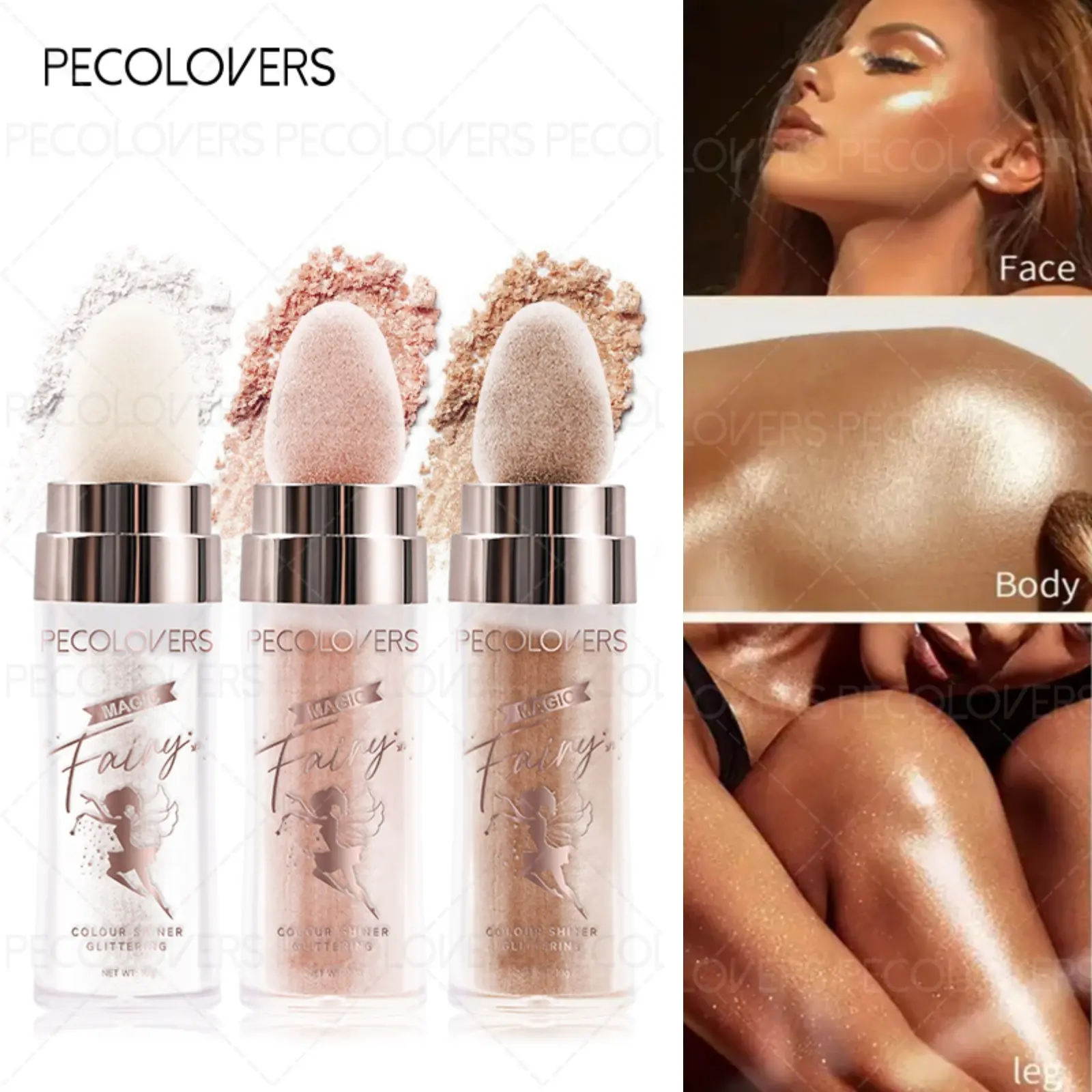 1PC Fairy Powder Shimmer Glowy Highlighter Stick Pearlescent Contouring Shading Bronzer Illuminator Glitter Face Body Brightening Stick Makeup Cosmetics Highlighter Shades