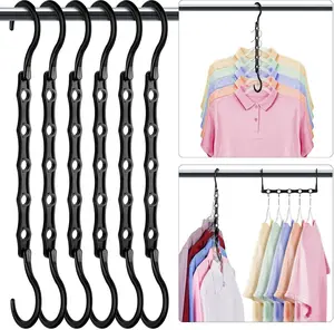 6 Pack Space Saving Closet Hangers – Closet Organizer for Clothes, Vertical Multi-Layer Hangers to Maximize Closet Space, Dorm Room Essentials & Closet Storage Solution for Shirts, Pants & Outfits