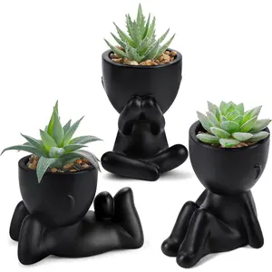 3Pack Fake Succulents Plants Artificial for Black Bathroom Bedroom Home Room Decor Aesthetic Indoor