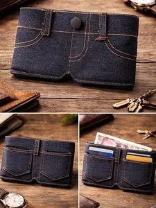 Pocket Pants Mini Jeans Wallet Retro Foldable Card Holder – Portable Denim Style Change Purse for Men & Women Featuring Funny Pants Shape, Compact Cash Storage, Snap Closure, and Everyday Casual Pocket Carry