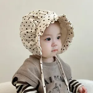 Infant-Toddler Soft Cotton Wide Brim Sun Bonnet (Bonnet Hood) - Lightweight, Breathable Spring-Fall Cap with Adjustable Strap for Gentle Outdoor Park & Beach Protection