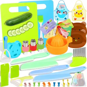 Mothers Day Gifts 34PCS Kids Cutting Board and Set for Real Cooking Safe, Montessori Kitchen Tools and Set for Toddlers, Kids Real Cooking Set with Aprons, Experience Gifts for Kids Girls Boys Age 3-12