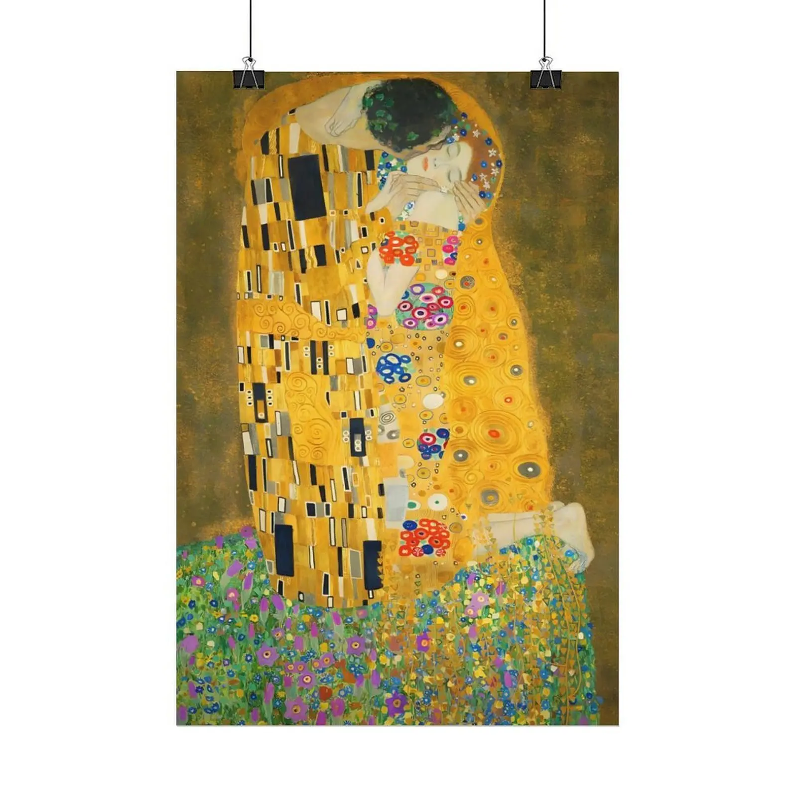 Gustav Klimt The Kiss Canvas Wall Art | Vintage Romantic Aesthetic High Quality Poster | Eco-Friendly Ink High Quality | black  Frame or Unframed Print Poster for Bedroom Decor