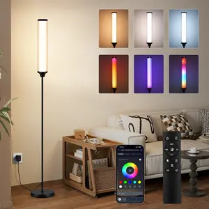 Smart RGBCW LED Floor Lamp, 12W 1500LM Modern Mood Lamp with App & Remote Control, Multi-Zone Color Control, Real-Time Music Sync via Built-In Microphone, for Living Room Gaming Decor summergarden