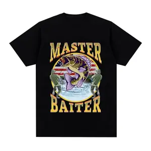 Funny Master Baiter Fishing Parody T-Shirt Summer Men Women Clothing Fashion T Shirts Cotton Short Sleeve Oversized T-shirt Tops, Menswear Tshirt