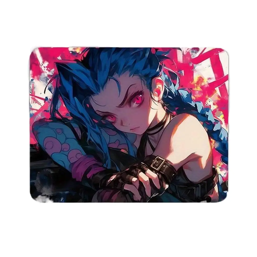 Jinx Character Theme Gaming Mouse Pad - Rectangular Style1, 20X24cm, Non-Slip Rubber Base, Durable Surface for All OS, Portable Computer Accessory for Fans, Office & Study Desktops/Laptops, Yes