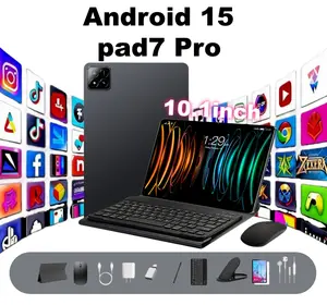 Pad7 Pro 10.1-inch Android 15 Tablet 8000mAh Battery 12GB RAM 128GB ROM Free Keyboard Mouse Stylus Protective Case Stand for Office Home Gaming Videos