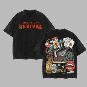 Retro Treaty Oak Revival Western T-Shirt with Cool Retro Bar Cowboy Graphic Tee Design, Plus Acid Washed Heavyweight Cotton Hoodie - Timeless Alternative Metal Streetwear Must-Have for Rock Lovers N55
