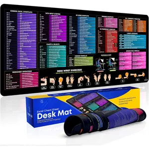 Excel Cheat Sheet Desk Pad, 31.5"x11.8",   Excel Shortcut Mat with Stitched Edges, Anti-Slip Excel  Pad for Office Desk, MS Excel/Word/Powerpoint & Windows Shortcuts
