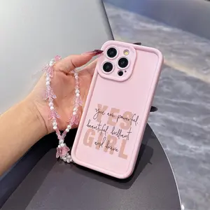 Two-Piece Set Butterfly Phone Strap with Inspirational Quotes, Stylish TPU Anti-Drop Case for iPhone Models 6-16 Pro Max, High Bamboo Design