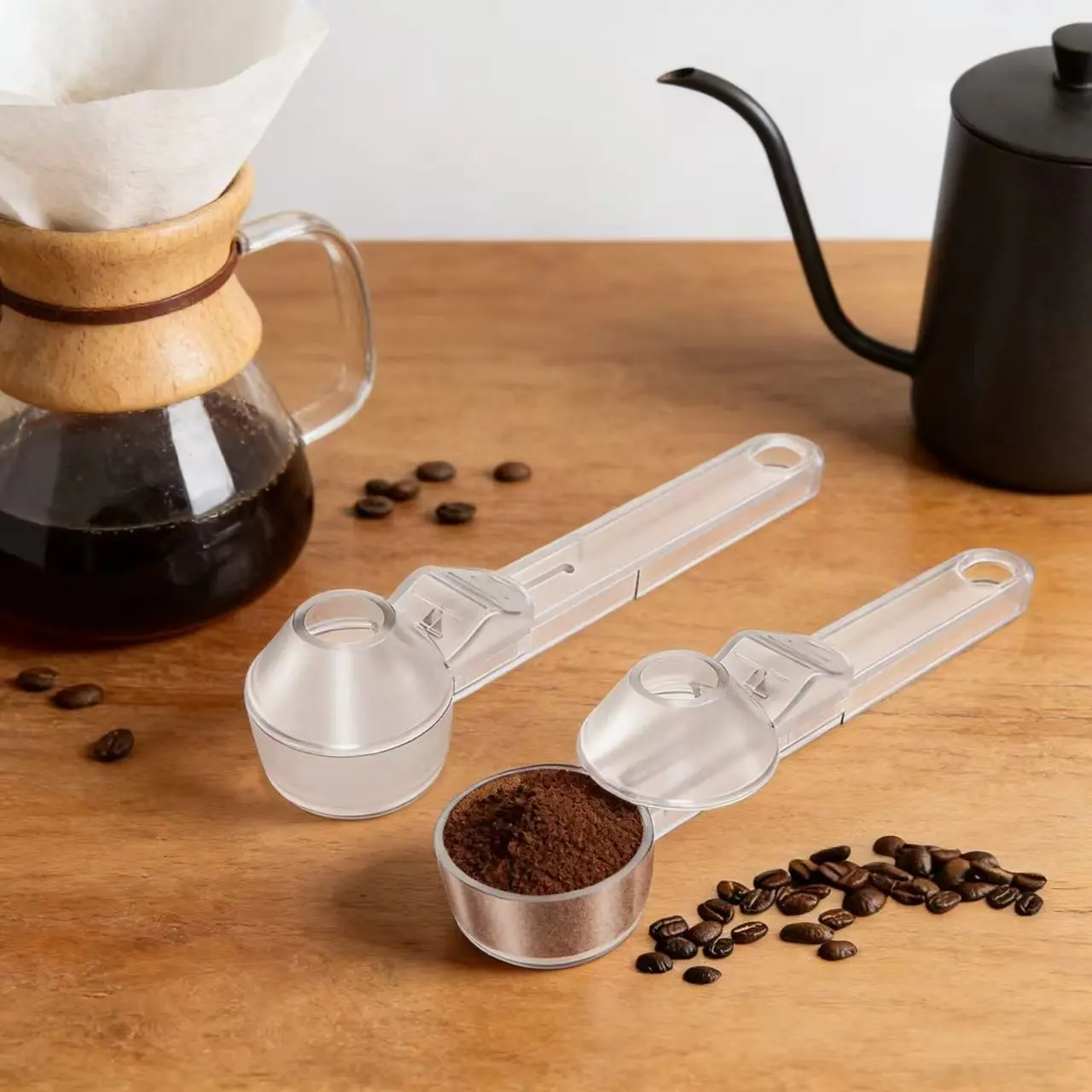 Reusable K Cup Coffee Measuring Spoon & Funnel Set, Coffee Making Tool, Multi-Use Kitchen Function Spoons, 2pcs, Ideal for Various Brewing Methods, Reusable Coffee Tools