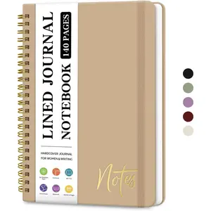 Lined Spiral Journal Notebook for Women, A5 College Ruled Journals for Writing, Hardcover Notebooks for Work, Note taking and Office School Supplies,140 Pages - Oat Brown