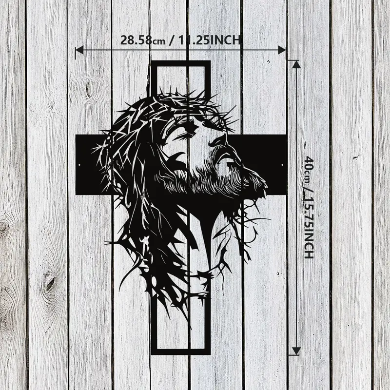 Jesus Cross Metal Wall Art 28.58x40cm | Christian Religious Wall Decor Easter Gift！Laser Cut & Hand Engraved Christian Artwork | Durable Metal Decor for Home, Office, Church, Restaurant | Religious Symbolism Wall Hanging Perfect Easter Gift