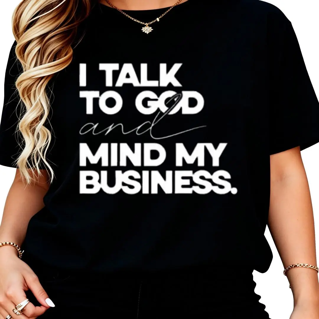 Women's Fashion Graphic T-Shirt with 'Talk to God' Statement Prints in 100% Cotton, Short Sleeve Regular Fit