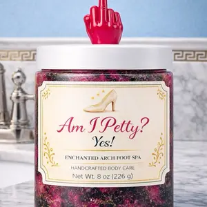 Am I Petty? Yes! Creamy foaming exfoliating 8 ounce Sugar scrub. Middle finger topper scented in natures Garden queen, energy