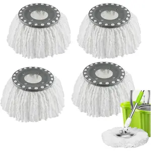 Spin Mop Heads Replacement Refill For Old Hurricane,Mr.Clean 360 Spin Magic Rotating Round Mop, Microfibre, Universal Spin Mop Heads Clean Mop Head Refill For Standard Mops (4 Pack)