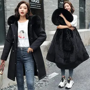 2025 New Women's Winter Parka Long Coat with Wool Liner Hooded Jacket Fur Collar Thick Warm Padded Parka for Snow Wear Size 6XL