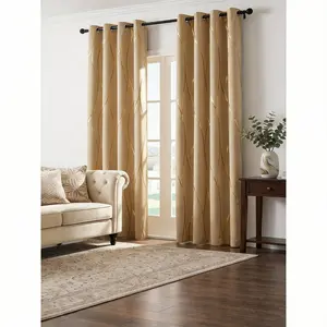 2PCS Wave Pattern Curtains with Gold & Silver Foil Stamping Blackout Perfect for Bedroom Elegant Design for Cozy Environment