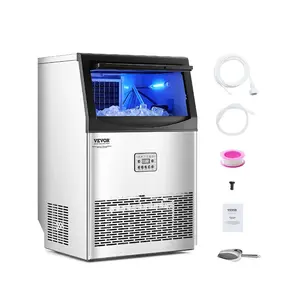 VEVOR Commercial Ice Maker Machine, 100lbs/24H Ice Maker Machine with 33lbs Storage Capacity, 45 Ice Cubes in 15 Minutes, LED Digital Display Freestanding Self - Cleaning for Bar Office RestaurantVEVOR Super Brand Day