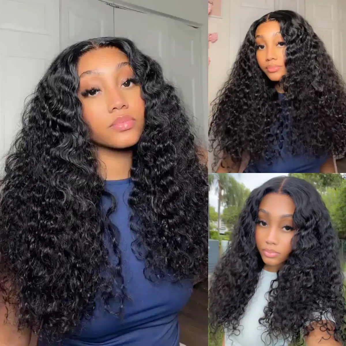 UNice Indian Curly Bye-Bye Slip 7x5 Lace Glueless Human Hair Wig with Invisi Drawstring Fluffy Deep Wave Fashion Looking