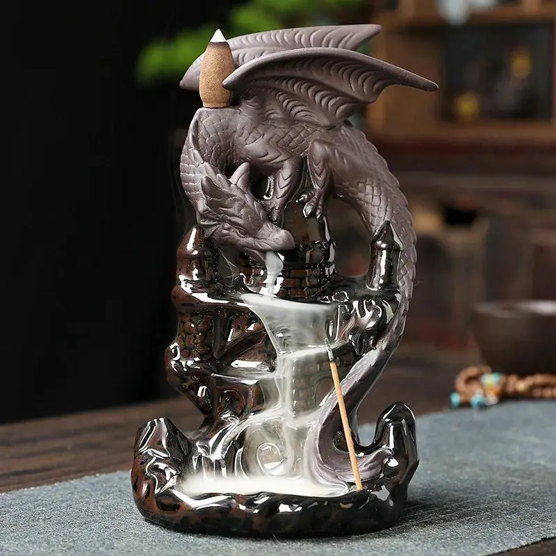 Dragon Design Ceramic Incense Holder, Incense Dish, Creative Incense Burner without Incense, Home Aromatherapy Home Decor Supplies for Living Room Bedroom Office, Freshener, Fragrance, Aroma, Scent