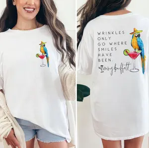 Wrinkles Only Go Where Smiles Have Been Both Sides, Jimmy Buffett Memorial Both Sides T-Shirt, Jimmy Buffett Women's Shirt