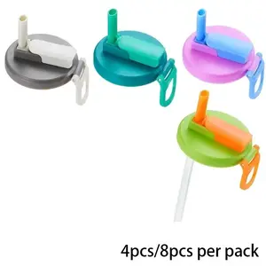4pcs/8pcs per pack BPA-Free Soda Can Lids with Straw - Reusable Lids for Seltzer, Juice & Beverage, Versatile Use, Silicone Straws Included Drink Covers, for families, traveling and picnics