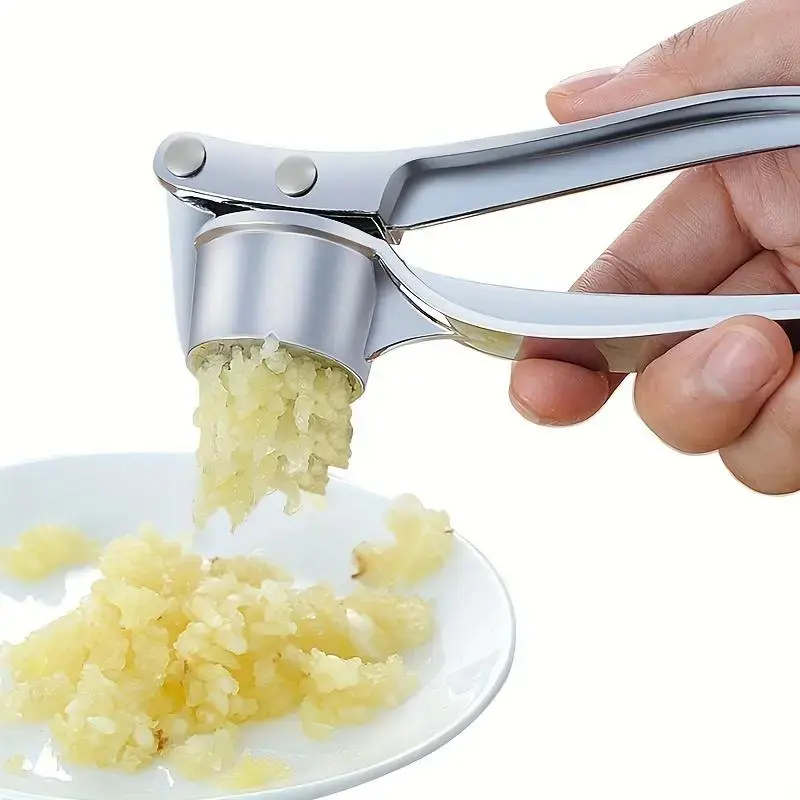 Stainless Steel Garlic Press, Manual Garlic Press with Handle, Kitchen Accessories, Durable Ginger Press for Kitchen, Household Essentials