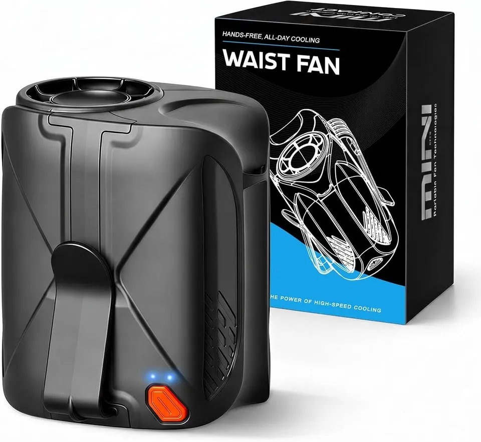 Hands-Free Wearable Clip-On, Neck & Waist Fan – 6-Speed 16,000RPM Turbo Brushless Motor, 6,000Mah Battery up to 35H, Portable for Travel, Outdoor, Camping, Commuting & Office