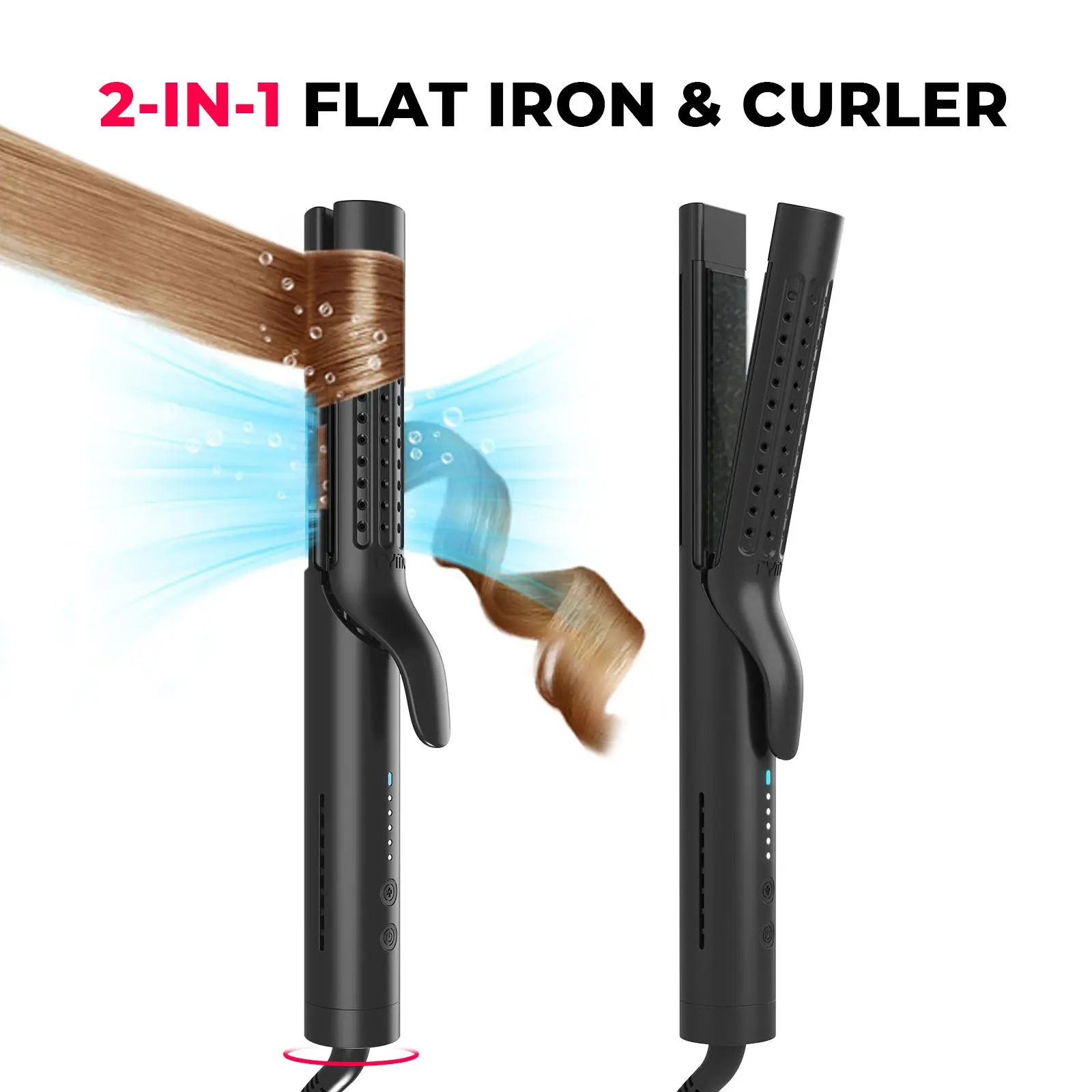 TYMO Airflow - Straightener and Curling Irons 2 in 1, 360° Cooling Air Hair Curler, Tourmaline Coating, Comfort, Hair Styling Tools, Plancha de Cabell