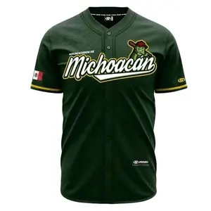 (DARK GREEN) AGUACATEROS DE MICHOACÁN Baseball Jersey, Mexico Jersey for Men Women Youth And Kids, Mexico Baseball Shirt, Hiphop Jersey, All-Over Print Baseball Jersey