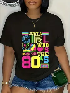100% Cotton Just A Girl Who Loves The 80s Party 80s Outfit 1980s Costume T-Shirt