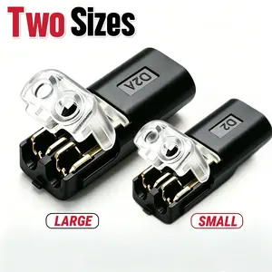 D2 & D2A Dual-Size 2-Pin Wire Connectors, Low-Voltage Solderless Pure Copper Terminals, Fast-Connect Locking Buckle Plugs, Heat & Flame Resistant Polycarbonate for 20-22AWG Small/16-18AWG Large Flexible Wires, LED Strip Auto Wiring