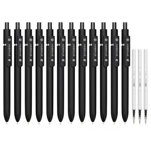 STAGEEK Black Gel Pens, 5/6/12 Pack Fine Point Smooth Writing Pens with 3 Extra Refills, 0.7mm/0.5mm Quick Dry Black Ink Pens for Journaling, Office, Note Taking, School Supplies, Nurse Aesthetic(Black Gray White & Morandi)