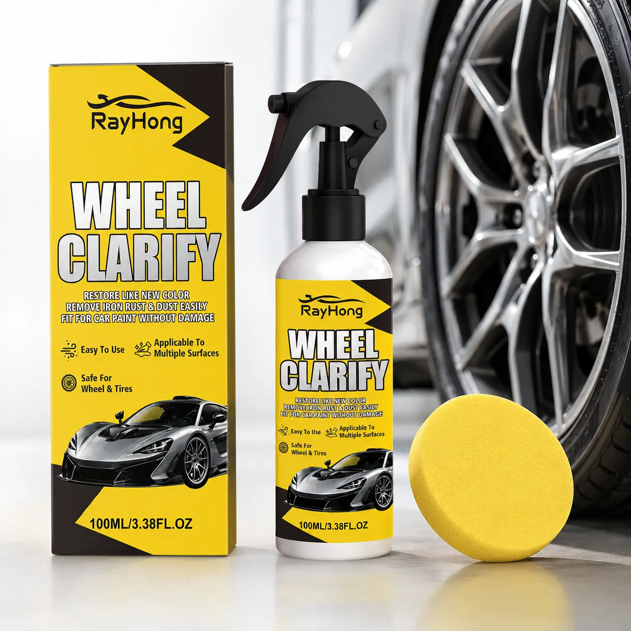 Automotive Brake Dust Rust Remover Spray Restores Metal Surfaces Universal Heavy-Duty Fast-Acting Iron Stain Rust Remover Kit for All Automotive Paints Wheel Rim Motorcycles RV Boat Automotive Detailing Care Supplies