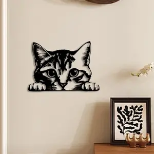 1pc Cat Silhouette Metal Wall Art, Cat Silhouette Statue Mural, Perfect for Pet Room Wall, Cat Lover Wall, Modern Decor, Ideal Gift for Cat Owners, Durable Metal, Artistic Decoration