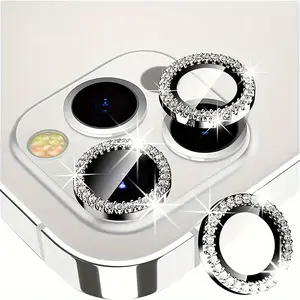 （Buy One, Get One Free）Rhinestone-Decorated Camera Lens Protection Ring — Compatible with iPhone 17/16 Pro Max, 16E/16 Plus/15/14/13 models. This lens cover provides comprehensive protection without affecting night photography image quality.