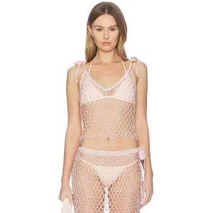 My Beachy Side Lulu Hand-crocheted Top in Baby Pink