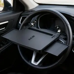 Car Steering Wheel Tray, Desk Board, Food Tray, Car Dining Tray for Laptop, Computer, Eating, Working, and Travel, Multi-functional Car Center Console Table with Upgraded Design (Suitable for 10,000+ Vehicles, Model DM024-B)