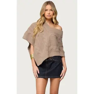 Edikted Women's Vickey Cable Knit Poncho