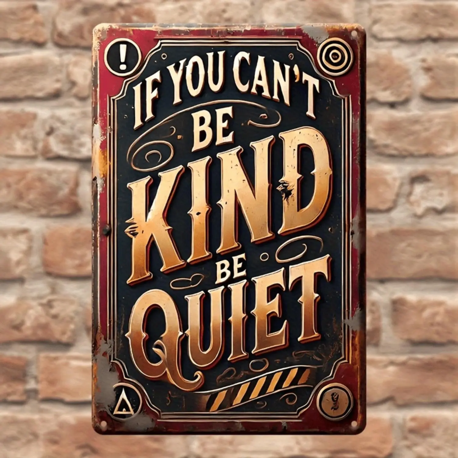 1pc 12x8inch Aluminum 2D flat Vintage Style Iron Sign "If You Can't Be Kind, Be Quiet" - Decorative Wall Hanging Plaque with Inspirational Quote, Waterproof and Weather Resistant, Ideal for Home, Bar, Cafe & Garden Decor, Multi-Purpose, English Language