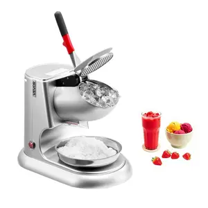 VEVOR Ice Crusher Machine, 220lbs Per Hour Electric 4 Blades Snow Cone Maker, Stainless Steel Shaved Ice Machine with Bowl and Cover, 300W 2000RPM Ice-Shaver for Home and Commercial Use, Silver