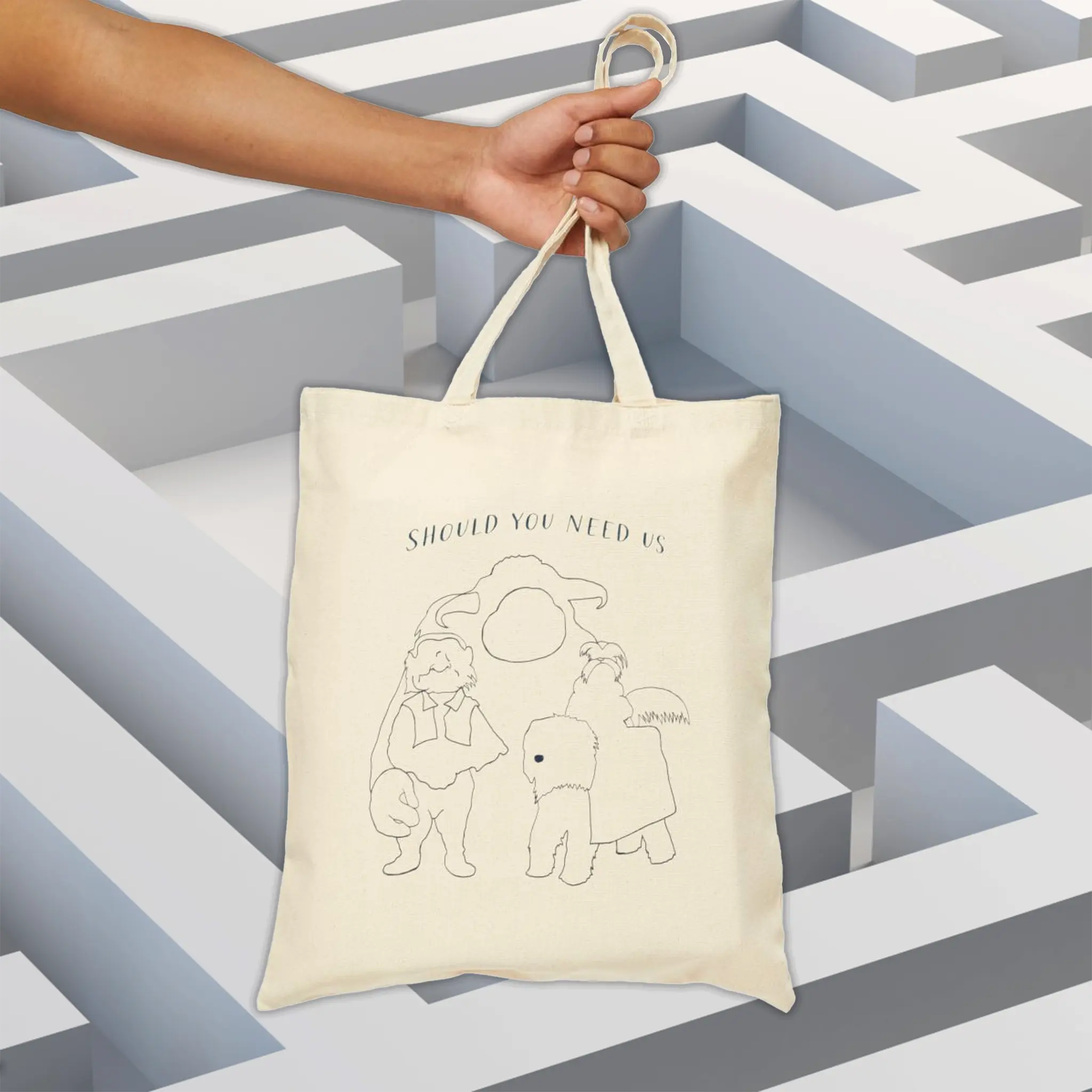 Should You Need Us Canvas Tote Bag | Labyrinth Inspired Tote | Vintage Movie Aesthetic Bag