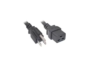 Nippon Labs 14 AWG NEMA 5-15P to C19 Power Cord, SJT, 15A/125V, NEMA 5-15P to IEC-60320-C19, Black 6ft. Power Cable