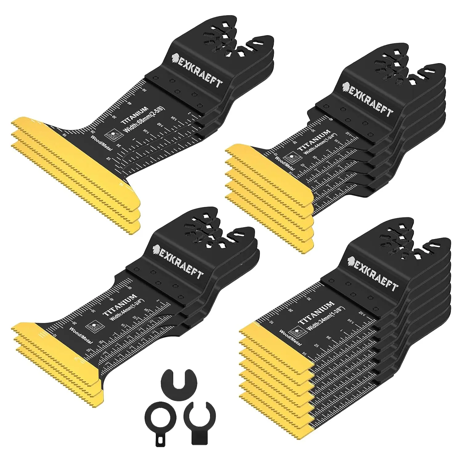 18 PCS Titanium Multitool Blades, Oscillating Saw Blades for Metal | Multi Tool Blade Kit Cuts Metal, Nails, Wood and Plastic; Fits DeWalt, Milwaukee, Ryobi, Rockwell and Fein Oscillating Tools.